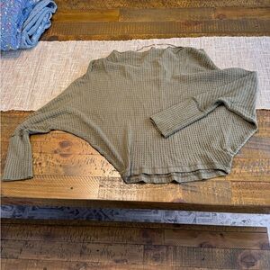 Free People Olive Long Sleeve Waffle Knit Top